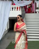 Cream Color Now Available Soft Banarasi Silk Saree with Classy Blouse Piece - Image 3