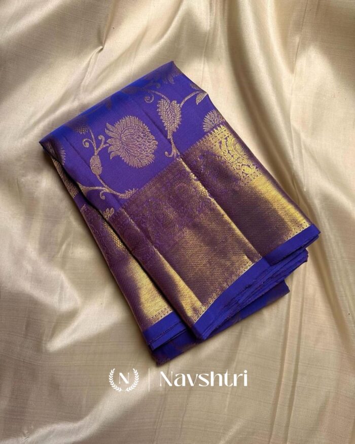 Blue Color Updated Edition Pure Golden Zari Work Soft Banarasi Silk Saree with Classy Blouse Piece - Image 2