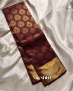 Brown Color Color Just Pure Golden Zari Work Soft Banarasi Silk Saree with Classy Blouse Piece