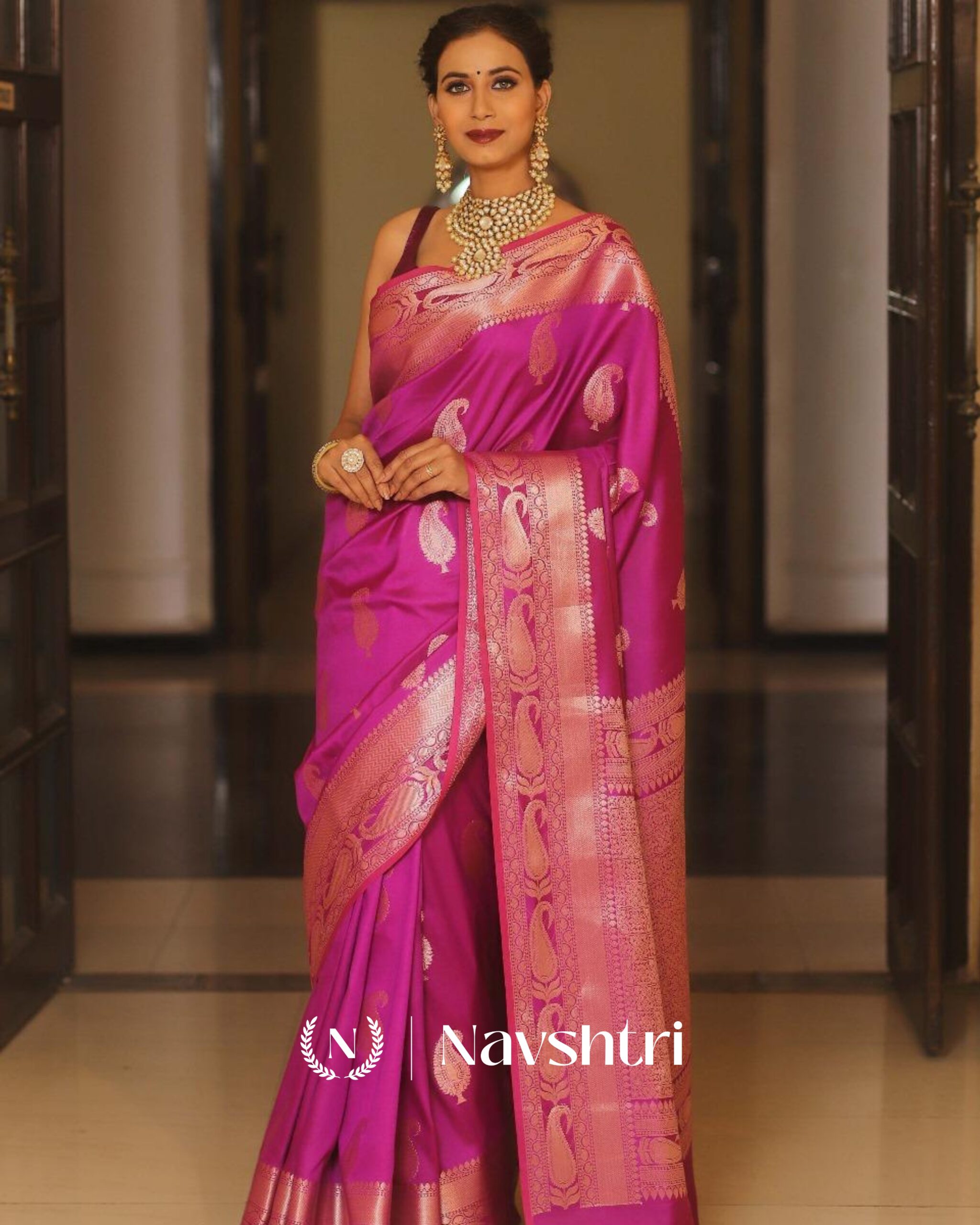 1 Pink Color Updated Edition Soft Banarasi Silk Saree with Classy Blouse Piece - Image 1