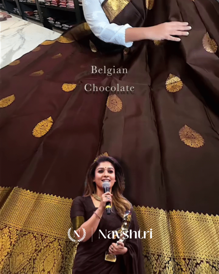 Lovely Brown Color Soft Banarasi Silk Saree With Pure Golden Zari Work & Classy Blouse Piece - Image 8