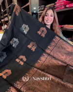 Demanding Black Color Soft Banarasi Silk Saree With Pure Golden Zari Work & Classy Blouse Piece - Image 2