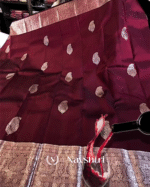 Divine Wine Color Soft Banarasi Silk Saree With Pure Golden Zari Work & Classy Blouse Piece - Image 3