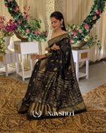Black Color Going Fast Soft Banarasi Silk Saree with Classy Blouse Piece - Image 2