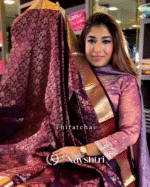 Luxurient Purple Color Soft Banarasi Silk Saree With Pure Golden Zari Work & Classy Blouse Piece - Image 8