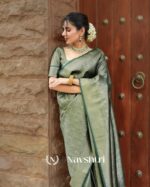 Green Color Recently Added Soft Banarasi Silk Saree with Classy Blouse Piece - Image 3