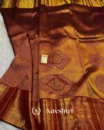 Brown Color Yellow Color Pure Golden Zari Work Soft Banarasi Silk Saree with Classy Blouse Piece - Image 2
