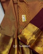 Brown Color Now Available Pure Golden Zari Work Soft Banarasi Silk Saree with Classy Blouse Piece - Image 2
