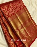 Red Color New Release Pure Golden Zari Work Soft Banarasi Silk Saree with Classy Blouse Piece - Image 2