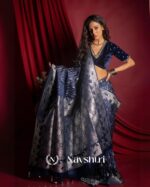 Navy Blue Color Color New Soft Banarasi Silk Saree with Classy Blouse Piece
