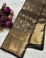 Black Color Just Released Pure Golden Zari Work Soft Banarasi Silk Saree with Classy Blouse Piece