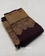 Brown Color Pro Collection Pure Golden Zari Work Soft Banarasi Silk Saree with Classy Blouse Piece - Image 2