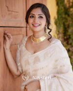 White Color Elite Pick Soft Banarasi Silk Saree with Classy Blouse Piece - Image 5