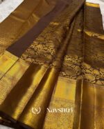 Coffe Color Hot Right Pure Golden Zari Work Soft Banarasi Silk Saree with Classy Blouse Piece - Image 4