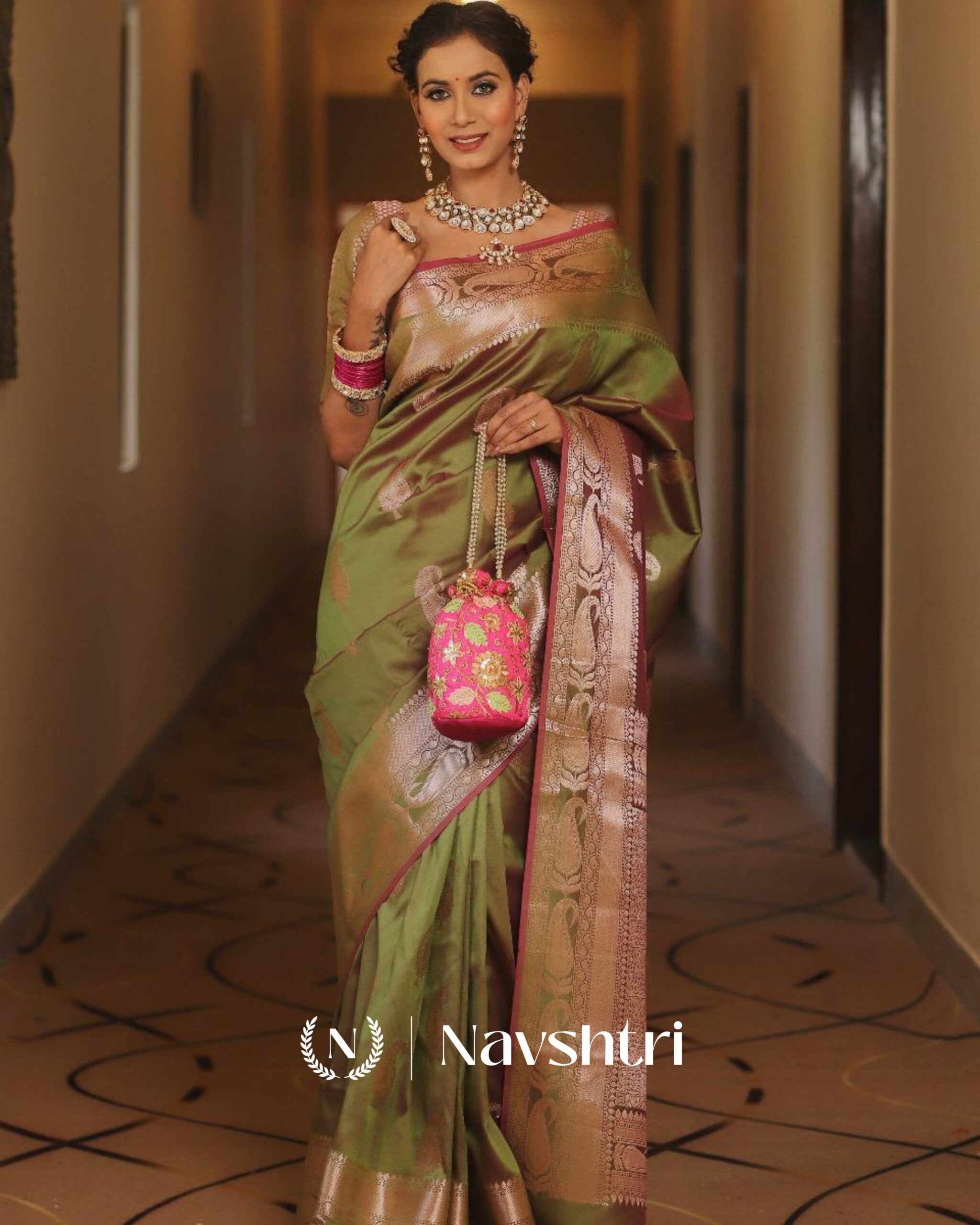 2 Green Color Recently Added Soft Banarasi Silk Saree with Classy Blouse Piece - Image 1