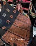 Demanding Black Color Soft Banarasi Silk Saree With Pure Golden Zari Work & Classy Blouse Piece - Image 3