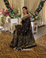 Black Color Going Fast Soft Banarasi Silk Saree with Classy Blouse Piece