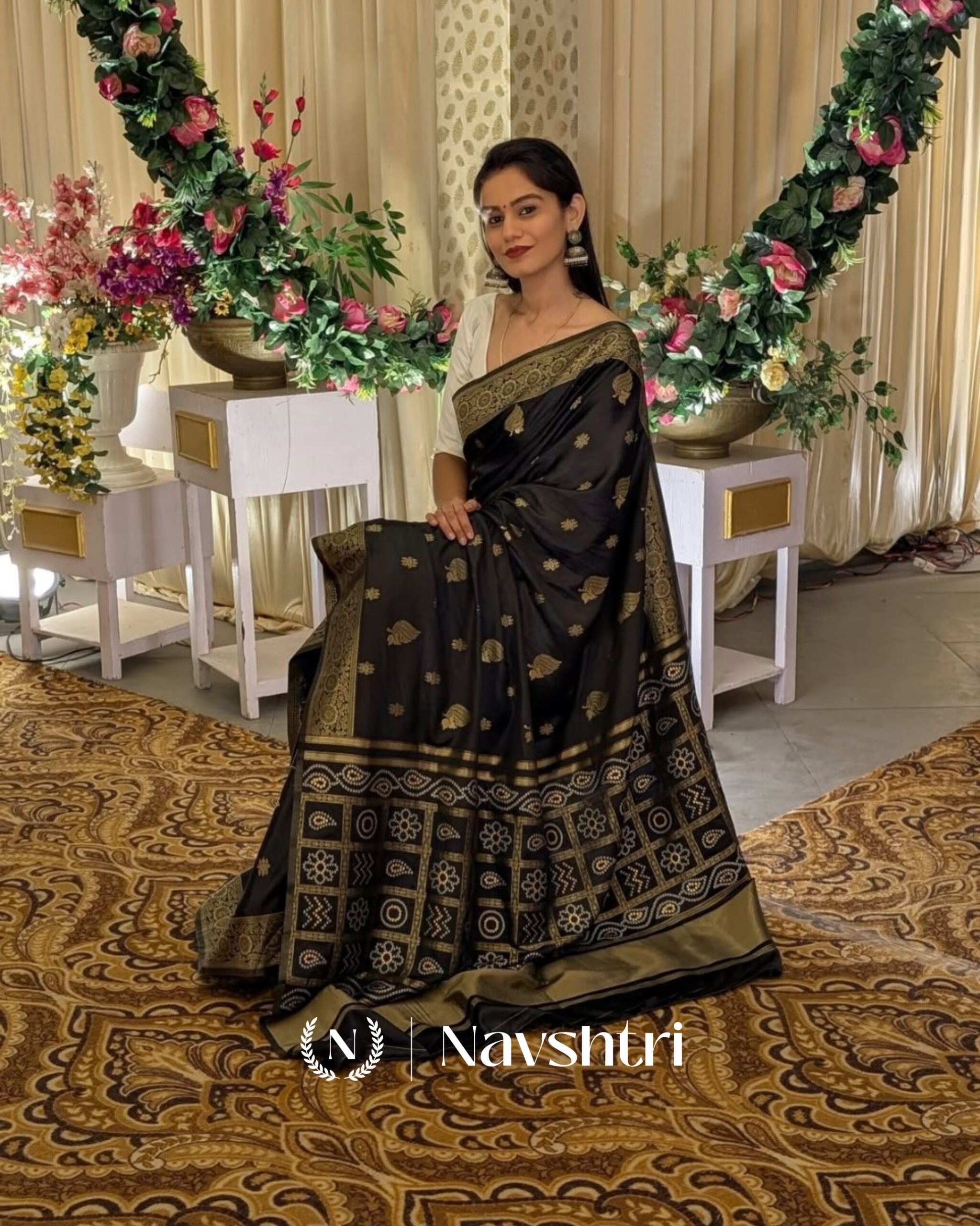 3 Black Color Going Fast Soft Banarasi Silk Saree with Classy Blouse Piece - Image 1