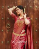 Red Color Top TierSoft Banarasi Silk Saree with Classy Blouse Piece - Image 6