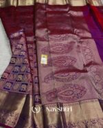 Wine Color Recent Drop Pure Golden Zari Work Soft Banarasi Silk Saree with Classy Blouse Piece - Image 3