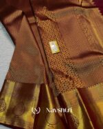 Brown Color Now Available Pure Golden Zari Work Soft Banarasi Silk Saree with Classy Blouse Piece - Image 3