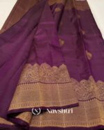 Purple Color Signature Line Pure Golden Zari Work Soft Banarasi Silk Saree with Classy Blouse Piece - Image 2