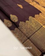 Brown Color Pro Collection Pure Golden Zari Work Soft Banarasi Silk Saree with Classy Blouse Piece - Image 3