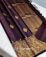 Brown Color Color Elite Pure Golden Zari Work Soft Banarasi Silk Saree with Classy Blouse Piece - Image 3