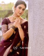 Brown Color Top Tier Soft Banarasi Silk Saree with Classy Blouse Piece - Image 3