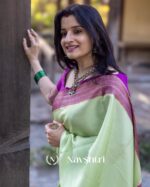 Pista Color Latest Add Soft Banarasi Silk Saree with Classy Blouse Piece - Image 5