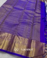 Blue Color Updated Edition Pure Golden Zari Work Soft Banarasi Silk Saree with Classy Blouse Piece - Image 3