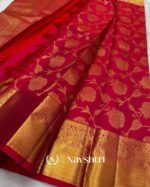 Red Color Customer Favorite Pure Golden Zari Work Soft Banarasi Silk Saree with Classy Blouse Piece - Image 3