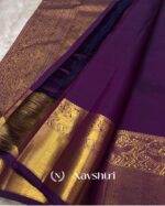 Royal Purple Color Color Most Pure Golden Zari Work Soft Banarasi Silk Saree with Classy Blouse Piece - Image 3