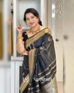 Black Color Fresh Arrival Soft Banarasi Silk Saree with Classy Blouse Piece - Image 2