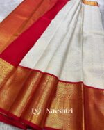 Cream Color Going Fast Pure Golden Zari Work Soft Banarasi Silk Saree with Classy Blouse Piece - Image 3