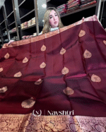 Adorable Wine Color Soft Banarasi Silk Saree With Pure Golden Zari Work & Classy Blouse Piece - Image 3
