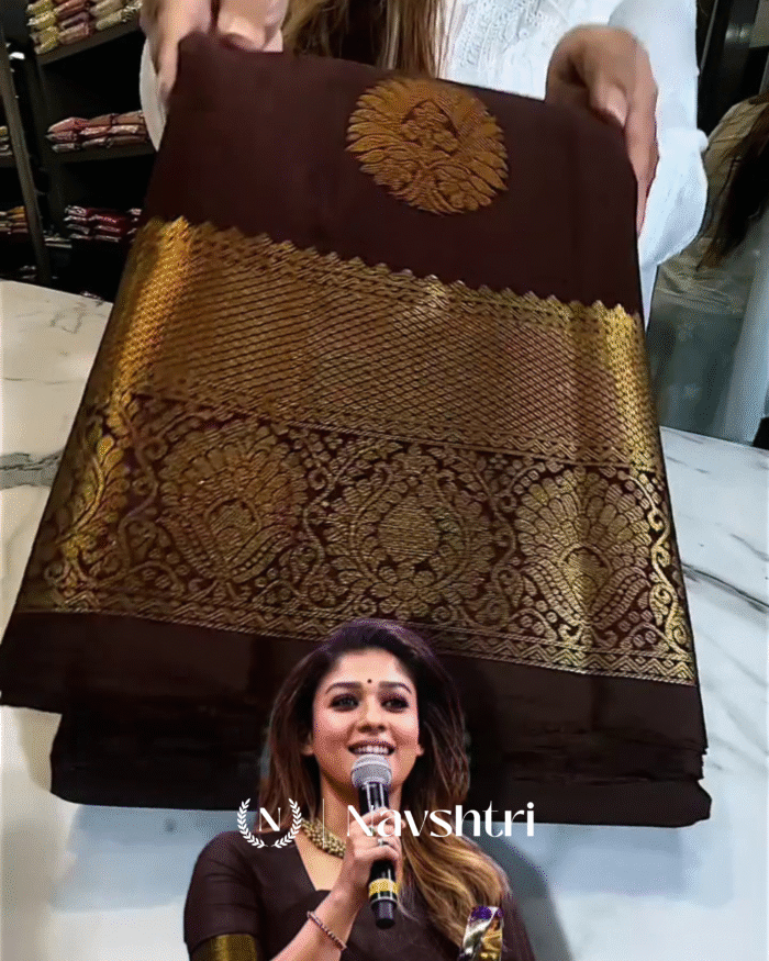 Lovely Brown Color Soft Banarasi Silk Saree With Pure Golden Zari Work & Classy Blouse Piece - Image 6