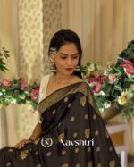 Black Color Going Fast Soft Banarasi Silk Saree with Classy Blouse Piece - Image 4