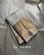 Cream Color Color Fresh Pure Golden Zari Work Soft Banarasi Silk Saree with Classy Blouse Piece - Image 4