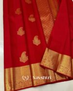 Red Color Latest Arrival Pure Golden Zari Work Soft Banarasi Silk Saree with Classy Blouse Piece - Image 4
