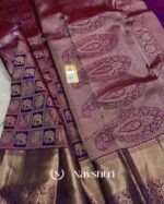 Wine Color Recent Drop Pure Golden Zari Work Soft Banarasi Silk Saree with Classy Blouse Piece - Image 4