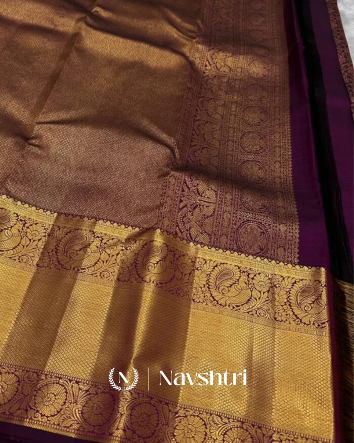Purple Color Updated Edition Pure Golden Zari Work Soft Banarasi Silk Saree with Classy Blouse Piece - Image 4