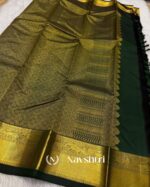 Green Color Latest Arrival Pure Golden Zari Work Soft Banarasi Silk Saree with Classy Blouse Piece - Image 4