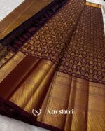 Brown Color Curated Quality Pure Golden Zari Work Soft Banarasi Silk Saree with Classy Blouse Piece - Image 4