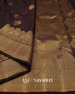 Brown Color Pro Collection Pure Golden Zari Work Soft Banarasi Silk Saree with Classy Blouse Piece - Image 4