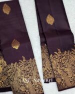 Brown Color Color Elite Pure Golden Zari Work Soft Banarasi Silk Saree with Classy Blouse Piece - Image 4