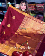 Trendy Wine Color Soft Banarasi Silk Saree With Pure Golden Zari Work & Classy Blouse Piece - Image 4
