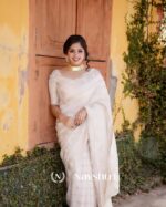 White Color Elite Pick Soft Banarasi Silk Saree with Classy Blouse Piece - Image 2