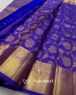 Blue Color Updated Edition Pure Golden Zari Work Soft Banarasi Silk Saree with Classy Blouse Piece - Image 4