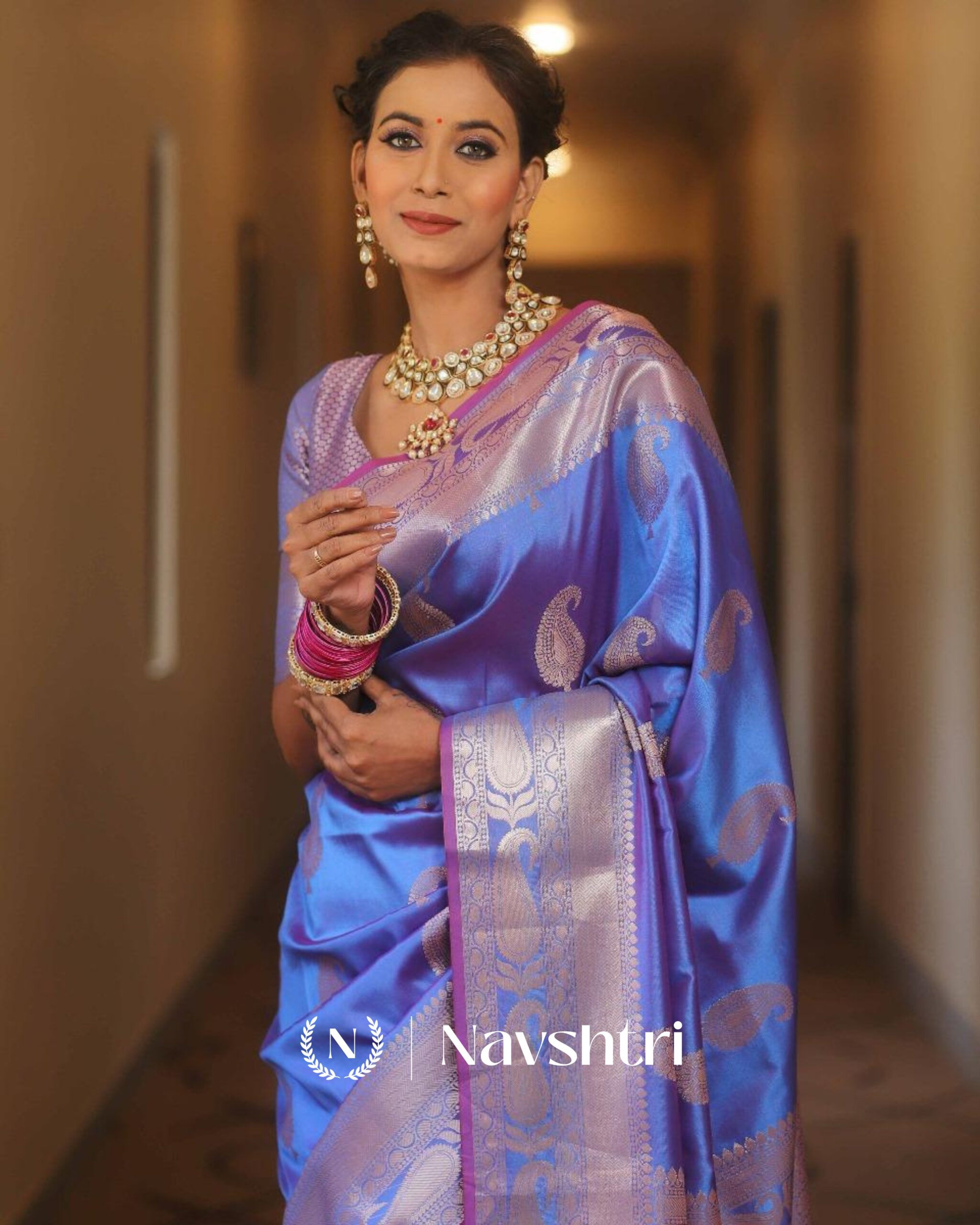 4 Blue Color Color Just Soft Banarasi Silk Saree with Classy Blouse Piece - Image 1